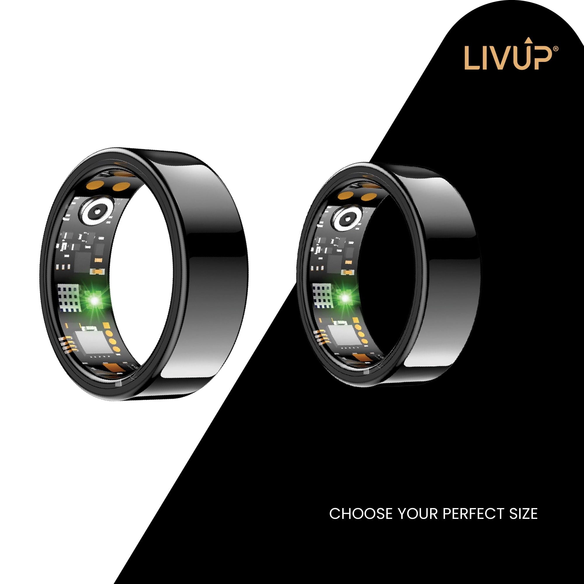 LivUp Smart Ring, Black, Size 9