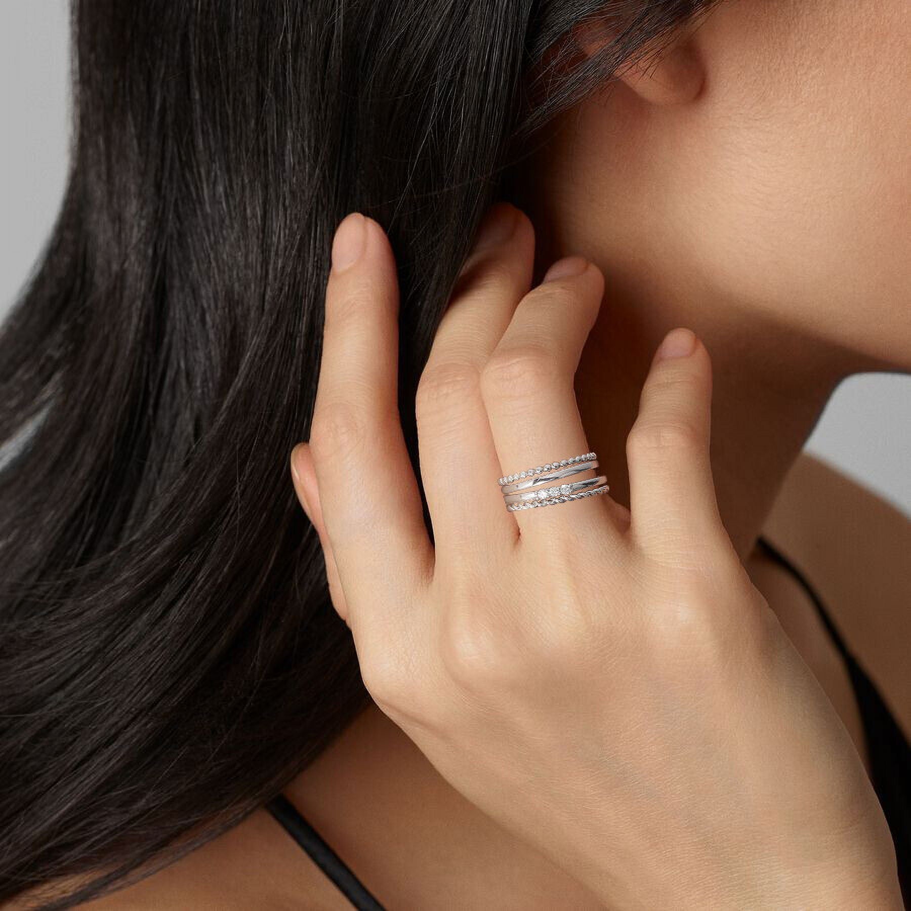 APSVO 4PCS 925 Sterling Silver Rings for Women Non Tarnish Fashion CZ Thumb Pinky Stackable Ring Set Birthday Christmas Jewelry Gifts Teen Mom Girlfriend Adults Stocking Stuffers Size 6/7/8/9/10