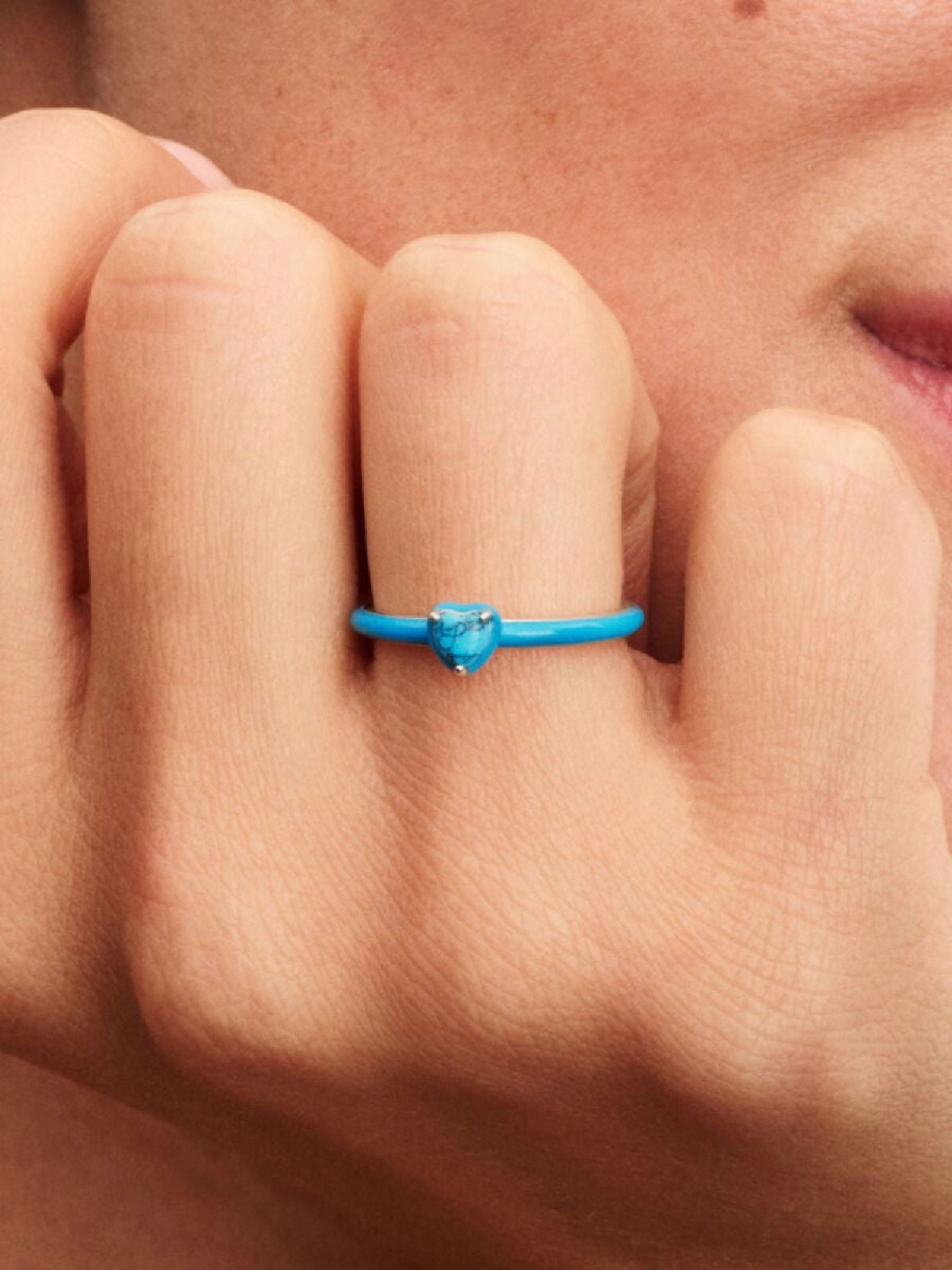 Pandora Turquoise Chakra Heart Ring With Gift Box (5)