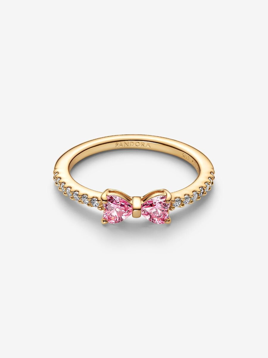 Pandora Sparkling Pink Bow Ring 14k gold plating (5)