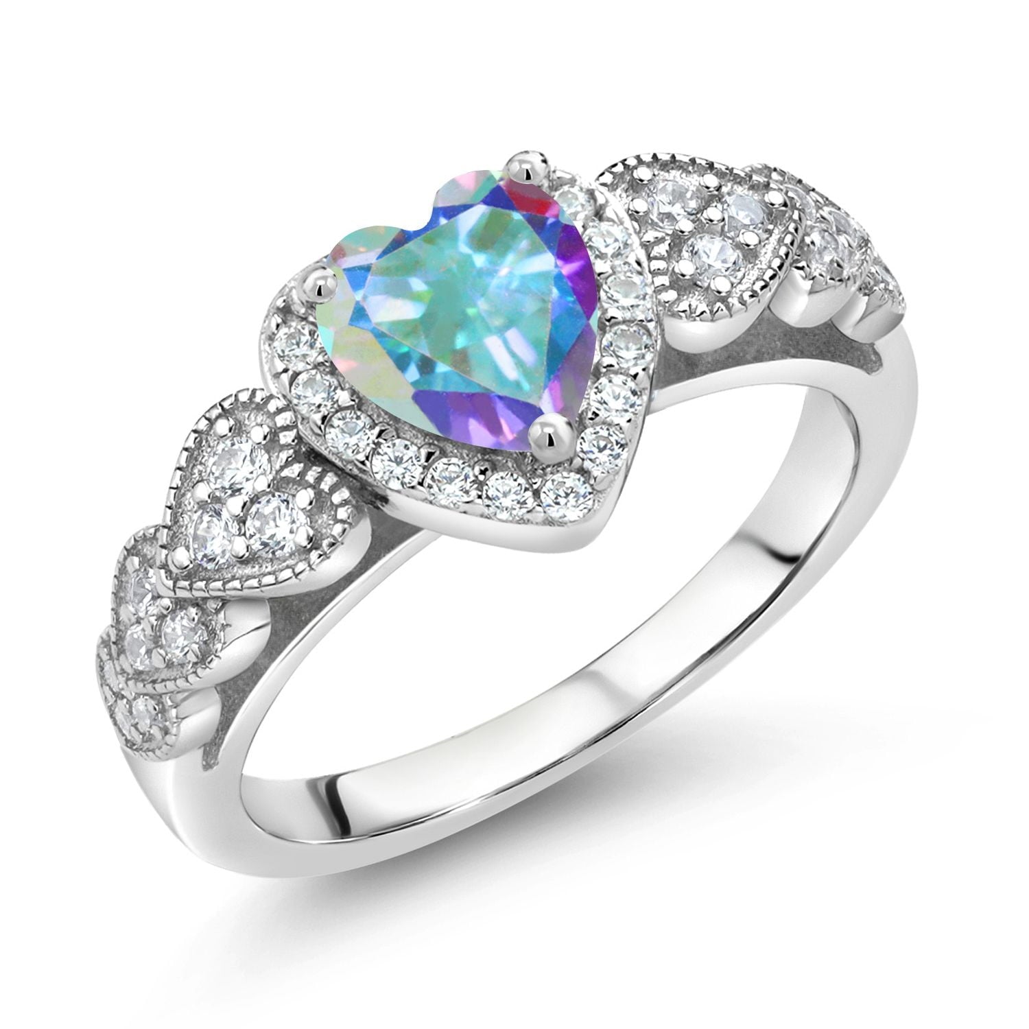 Gem Stone King 925 Sterling Silver Purple Amethyst Women Ring (1.23 Cttw, Heart Shape 6MM, Gemstone Birthstone, Available in Size 5, 6, 7, 8, 9)