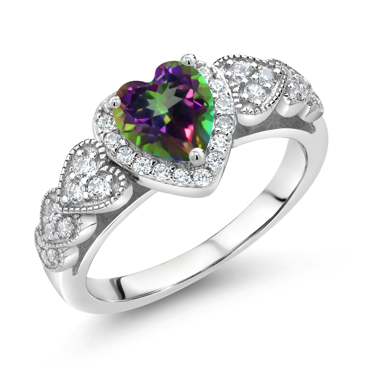 Gem Stone King 925 Sterling Silver Purple Amethyst Women Ring (1.23 Cttw, Heart Shape 6MM, Gemstone Birthstone, Available in Size 5, 6, 7, 8, 9)