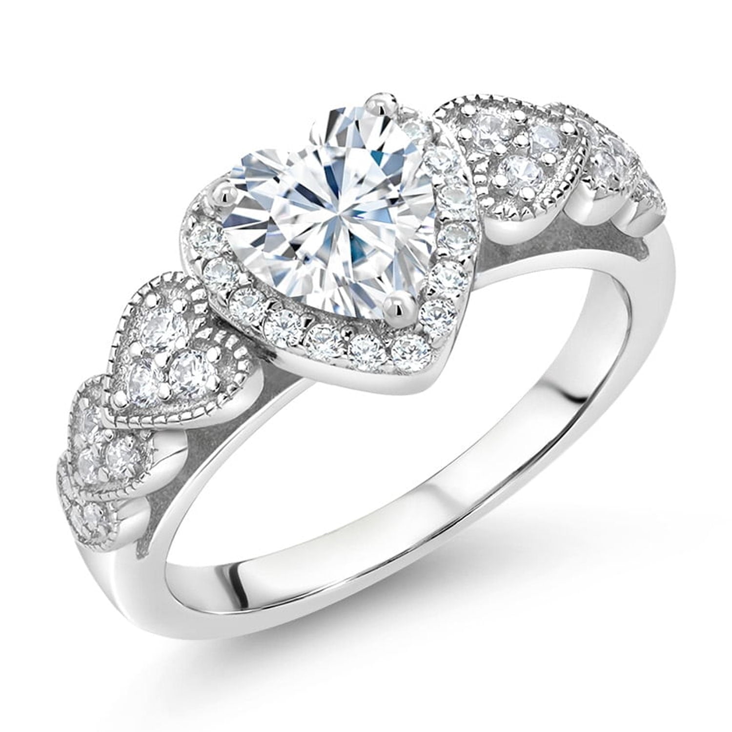 Gem Stone King 925 Sterling Silver Purple Amethyst Women Ring (1.23 Cttw, Heart Shape 6MM, Gemstone Birthstone, Available in Size 5, 6, 7, 8, 9)