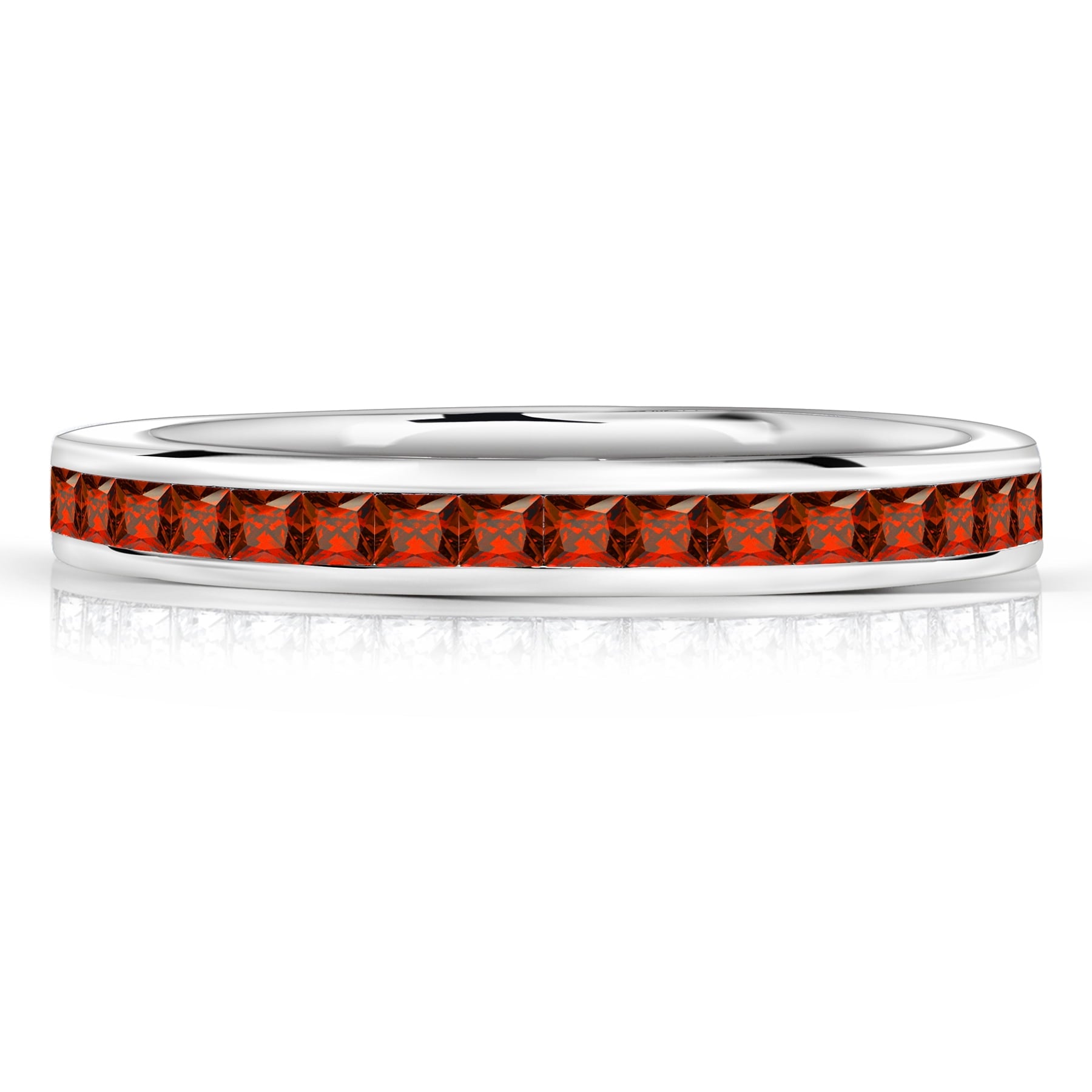 JeenMata Pave Accented - 0.25 Carat Round Cut -April Birthstone- Classic Wedding Band - 18K White Gold Plating for Women