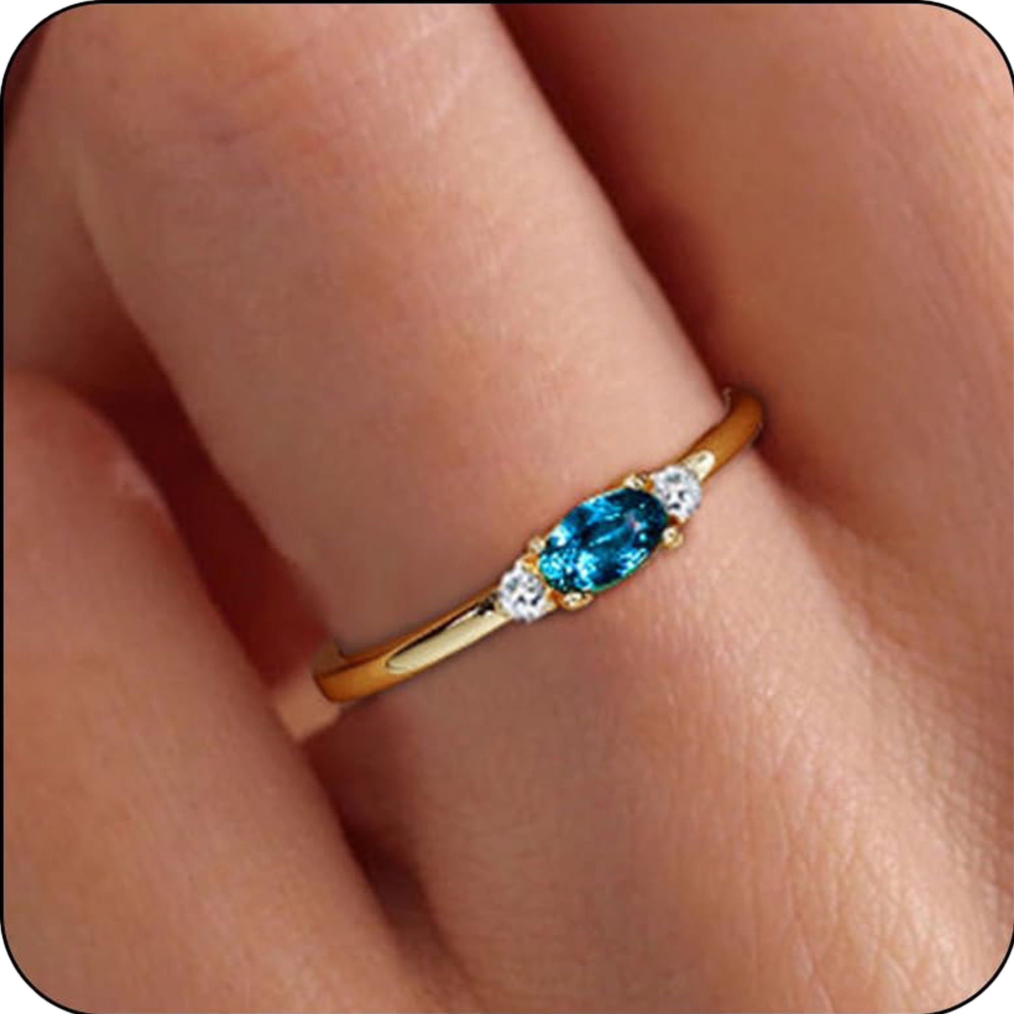 LUNVKY 18K Gold Plated Rings for Women Stackable Non Tarnish Knuckle CZ April Birthstone Ring with CZ Crystal Birthday Christmas Jewelry Gifts Teen Mom Adults Girfriend Stocking Stuffers Age Ideas