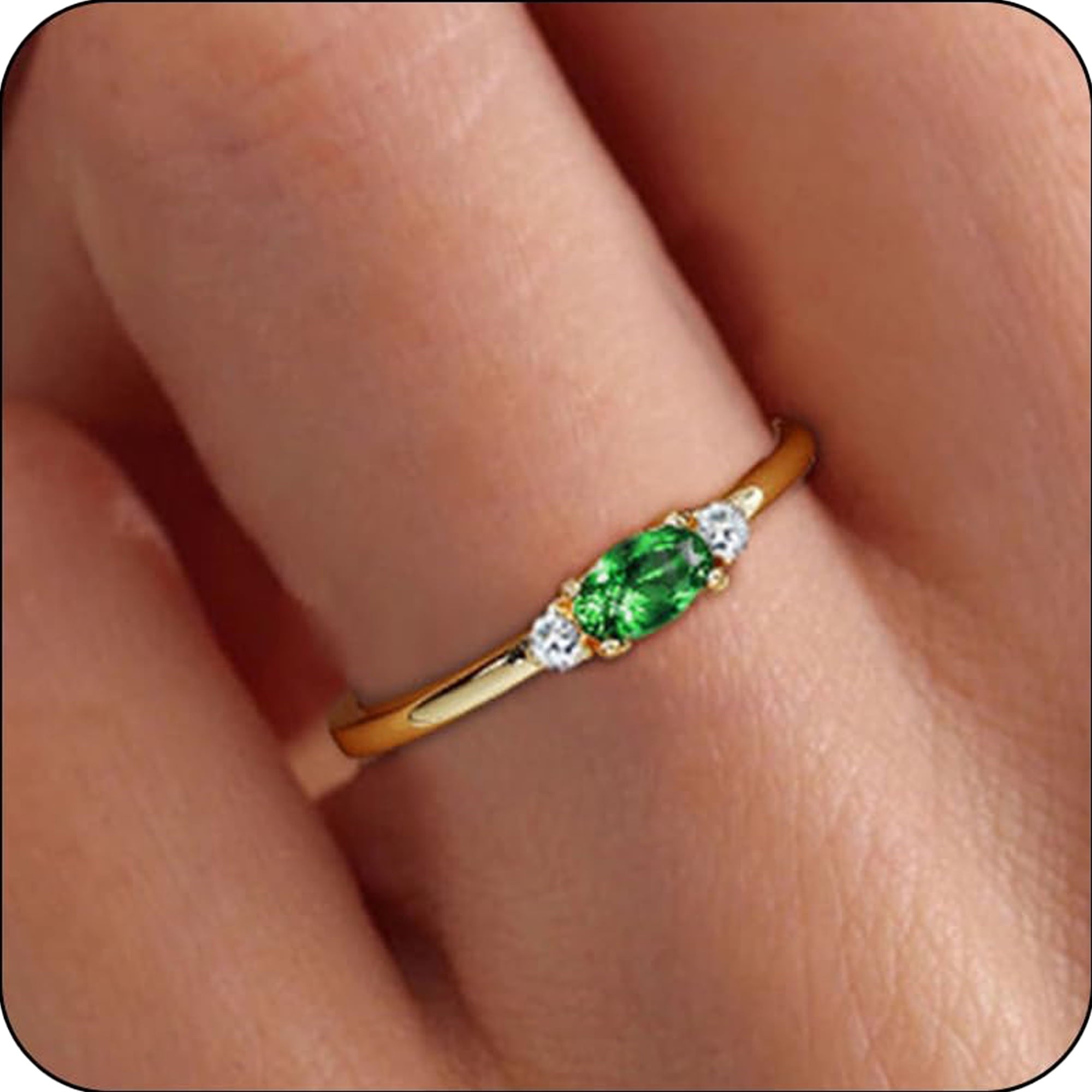 LUNVKY 18K Gold Plated Rings for Women Stackable Non Tarnish Knuckle CZ April Birthstone Ring with CZ Crystal Birthday Christmas Jewelry Gifts Teen Mom Adults Girfriend Stocking Stuffers Age Ideas