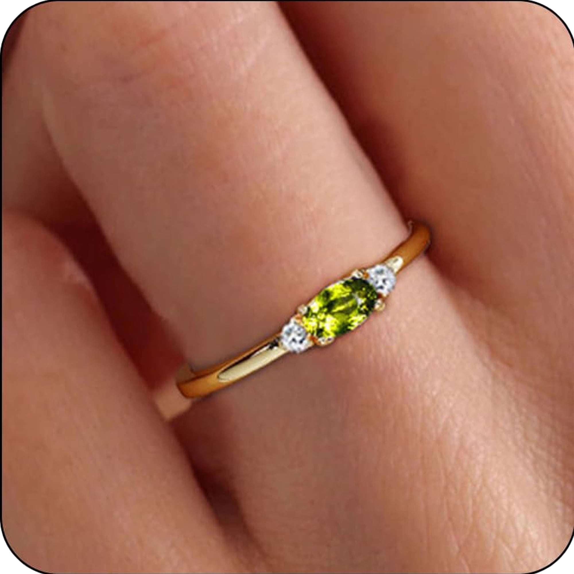 LUNVKY 18K Gold Plated Rings for Women Stackable Non Tarnish Knuckle CZ April Birthstone Ring with CZ Crystal Birthday Christmas Jewelry Gifts Teen Mom Adults Girfriend Stocking Stuffers Age Ideas