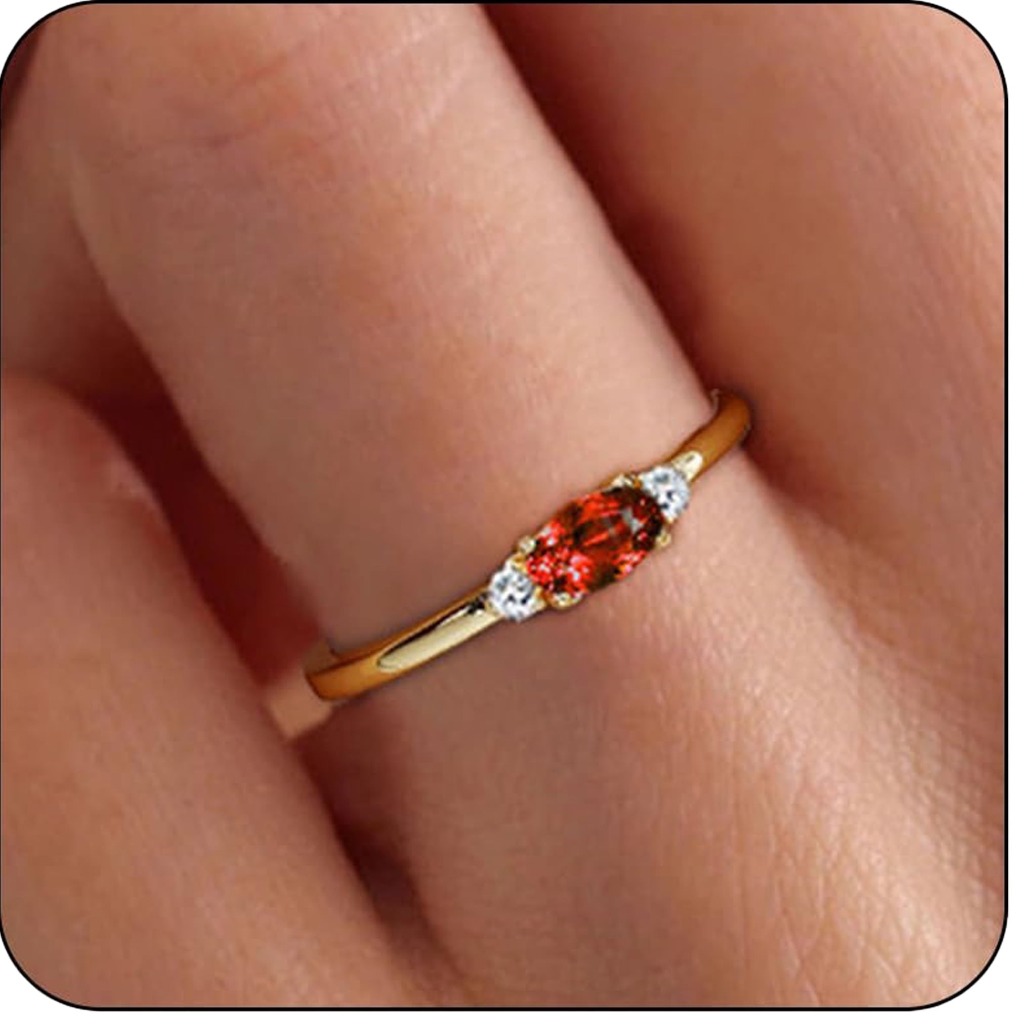 LUNVKY 18K Gold Plated Rings for Women Stackable Non Tarnish Knuckle CZ April Birthstone Ring with CZ Crystal Birthday Christmas Jewelry Gifts Teen Mom Adults Girfriend Stocking Stuffers Age Ideas