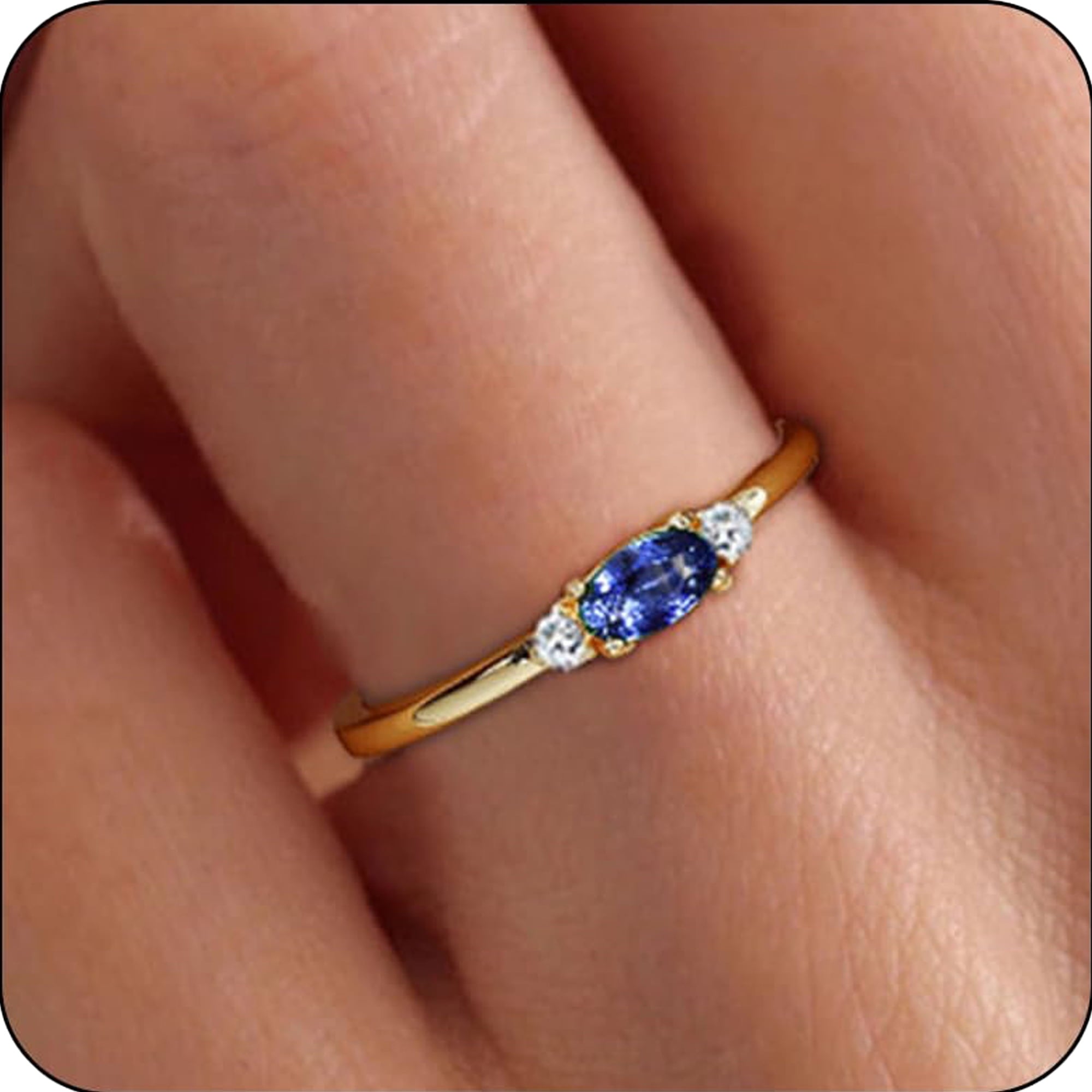 LUNVKY 18K Gold Plated Rings for Women Stackable Non Tarnish Knuckle CZ April Birthstone Ring with CZ Crystal Birthday Christmas Jewelry Gifts Teen Mom Adults Girfriend Stocking Stuffers Age Ideas