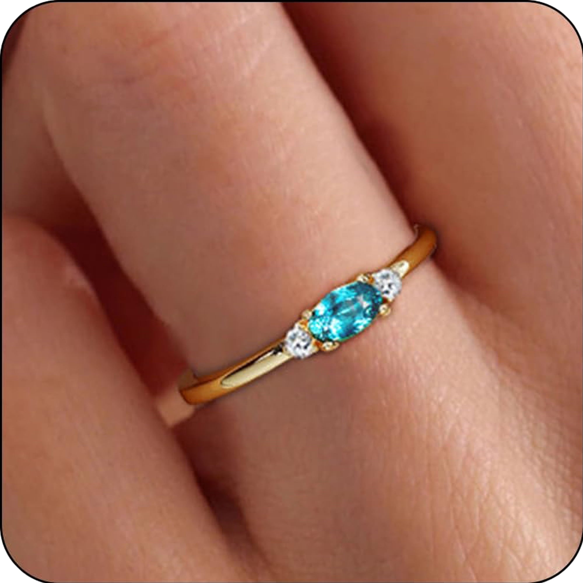 LUNVKY 18K Gold Plated Rings for Women Stackable Non Tarnish Knuckle CZ April Birthstone Ring with CZ Crystal Birthday Christmas Jewelry Gifts Teen Mom Adults Girfriend Stocking Stuffers Age Ideas