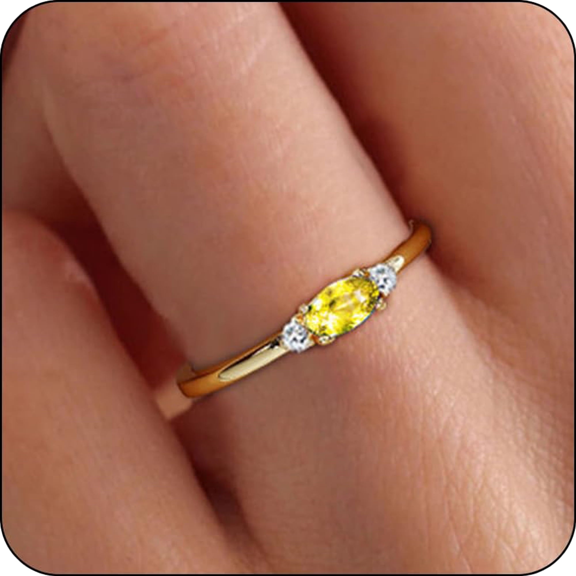 LUNVKY 18K Gold Plated Rings for Women Stackable Non Tarnish Knuckle CZ April Birthstone Ring with CZ Crystal Birthday Christmas Jewelry Gifts Teen Mom Adults Girfriend Stocking Stuffers Age Ideas