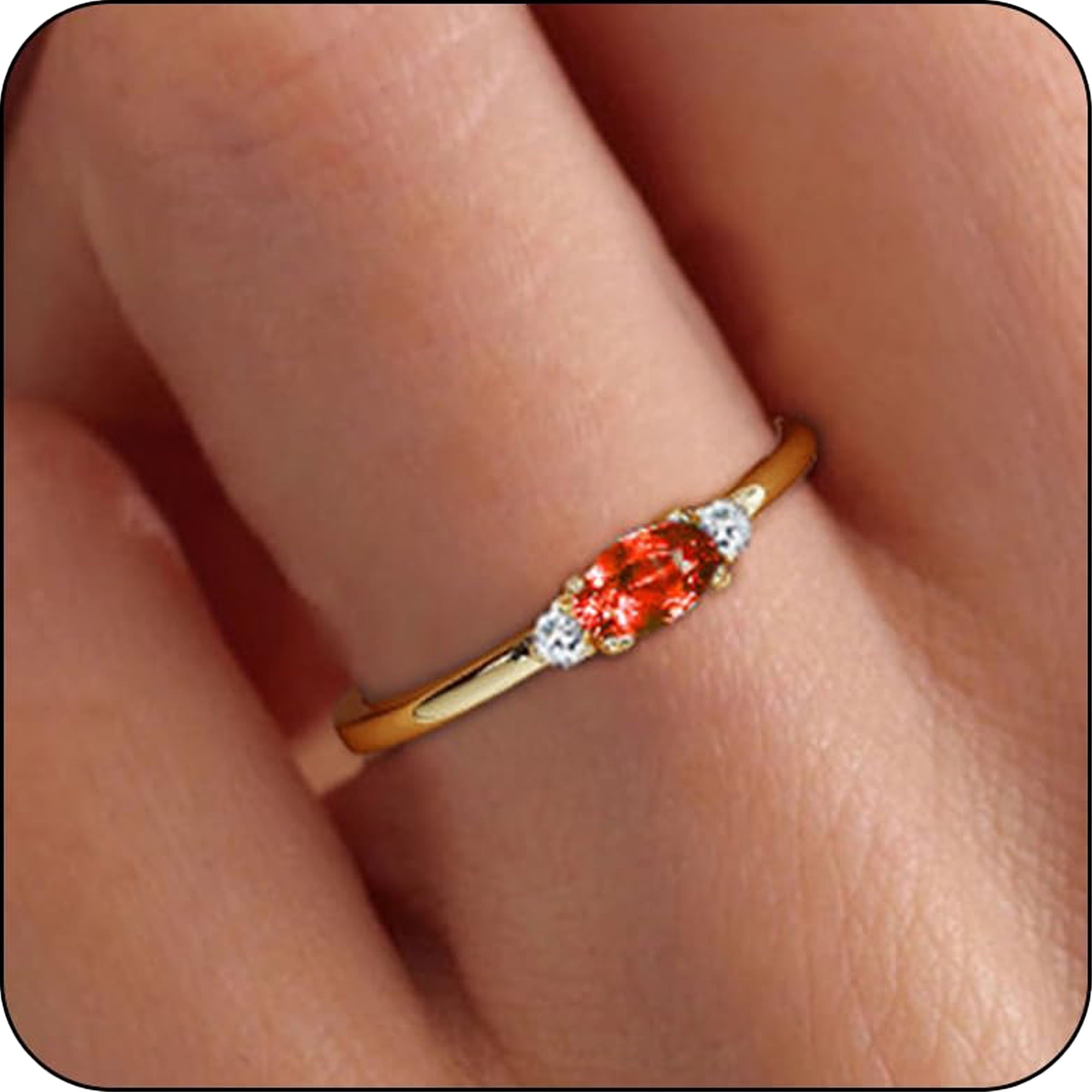 LUNVKY 18K Gold Plated Rings for Women Stackable Non Tarnish Knuckle CZ April Birthstone Ring with CZ Crystal Birthday Christmas Jewelry Gifts Teen Mom Adults Girfriend Stocking Stuffers Age Ideas