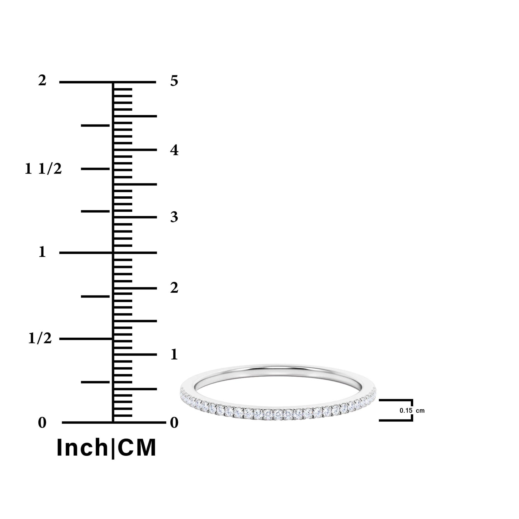 JeenMata Pave Accented - 0.25 Carat Round Cut -April Birthstone- Classic Wedding Band - 18K White Gold Plating for Women