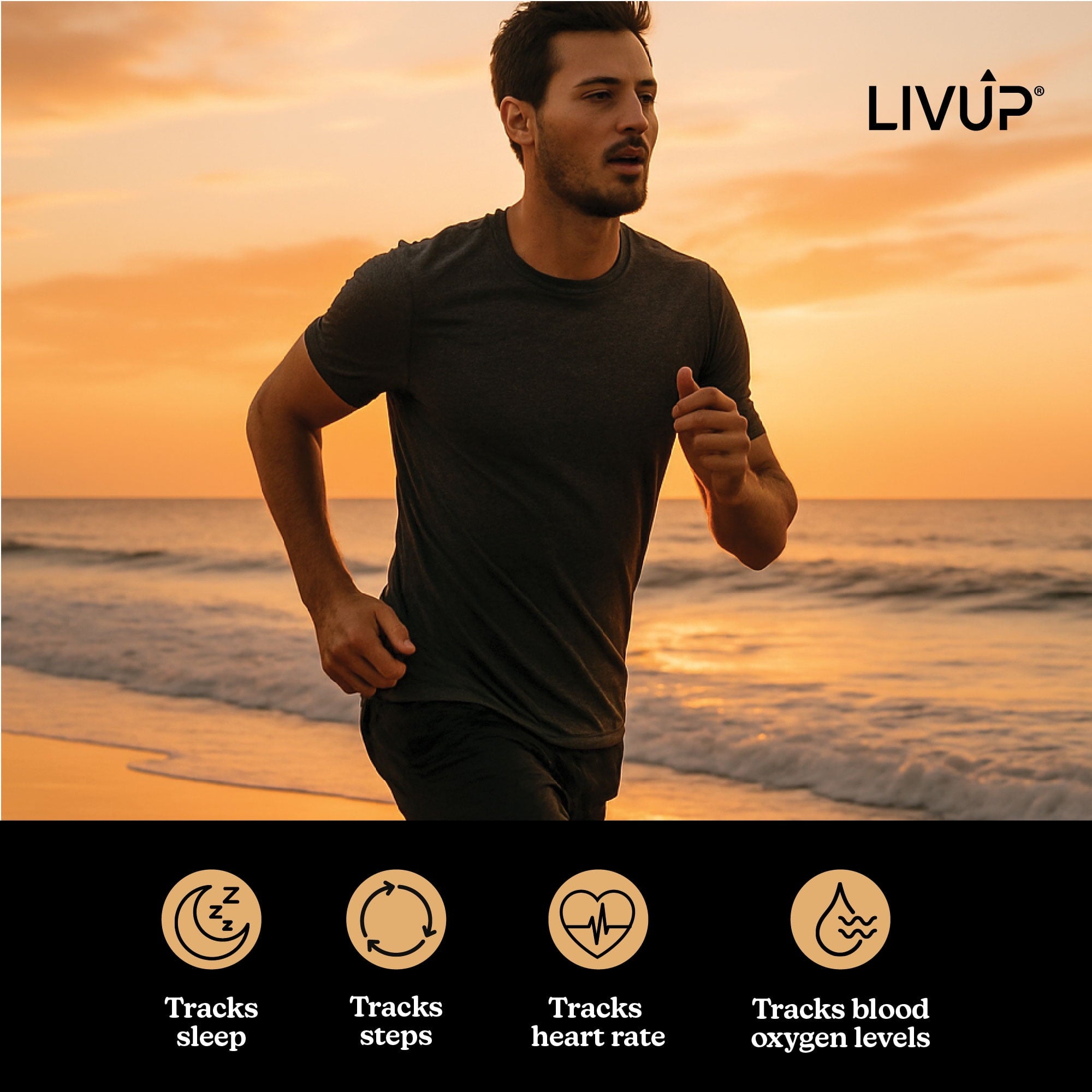 LivUp Smart Ring, Black, Size 9